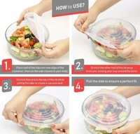 6Pcs Silicone Stretch Preserve Pot Bowl Fruit Lid for Fridge Microwave Food Container Cover  -  Pnk